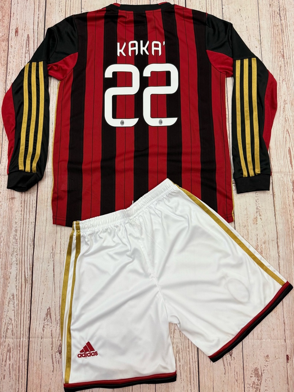 YOUTH Kaka Retro Long Sleeve Soccer Jersey Kids Kit (Jersey+Shorts) LARGE (28)